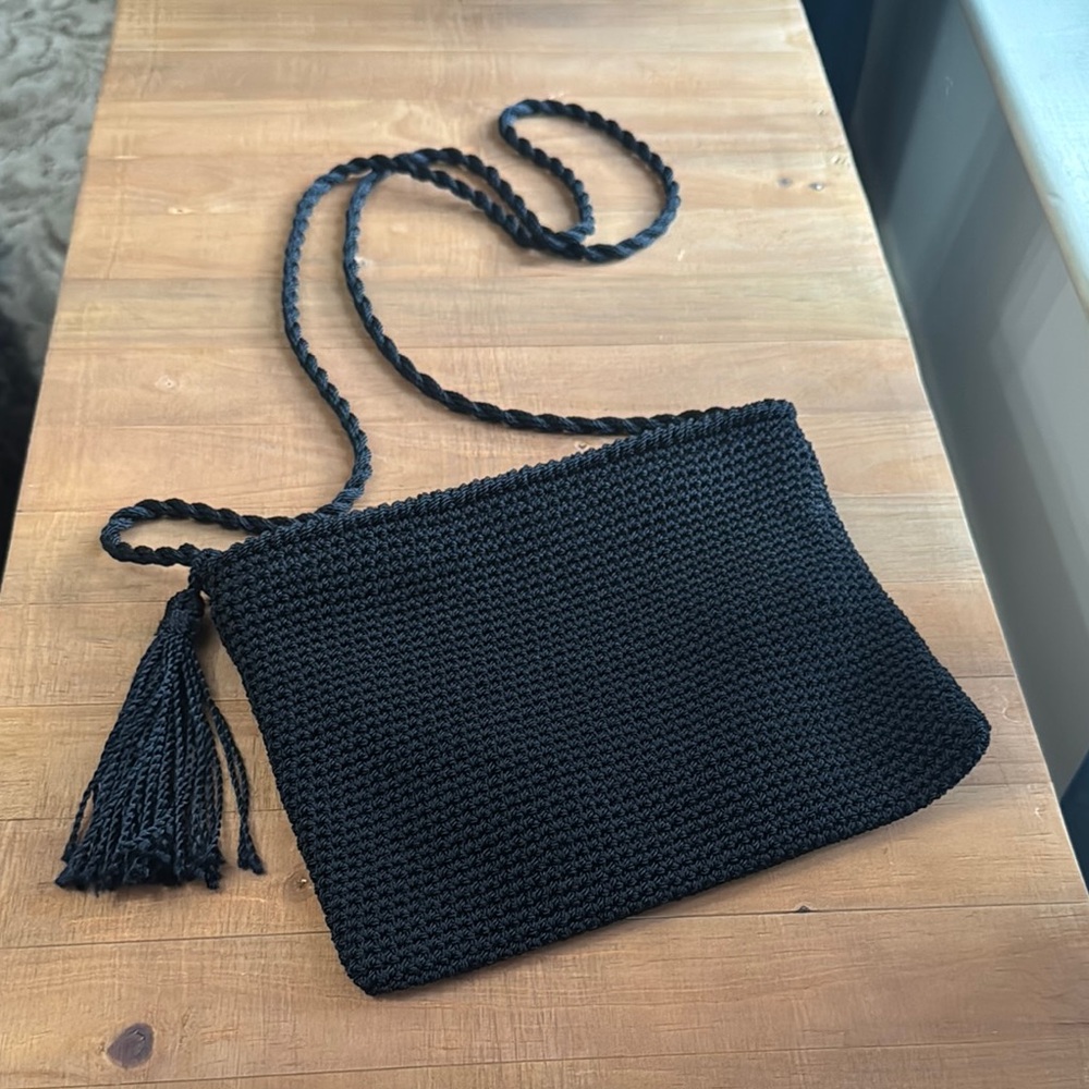 Elegant Black Crochet Shoulder Bag